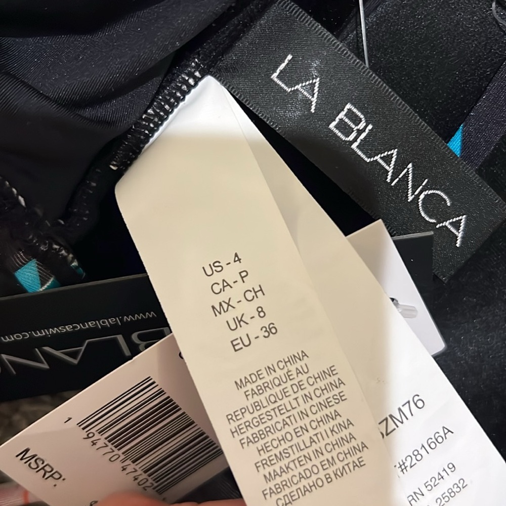 NWT $83 La Blanca Tropical Bandeau Bikini Swim Swimsuit Top 4 XS Black Floral - Picture 13 of 16